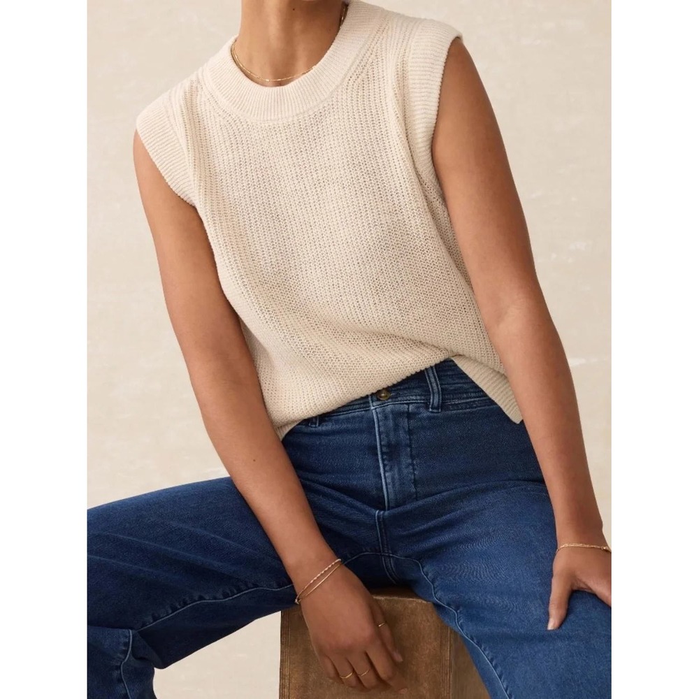 Faherty Miramar Linen Sweater Tank in Summer Sand size large NWT